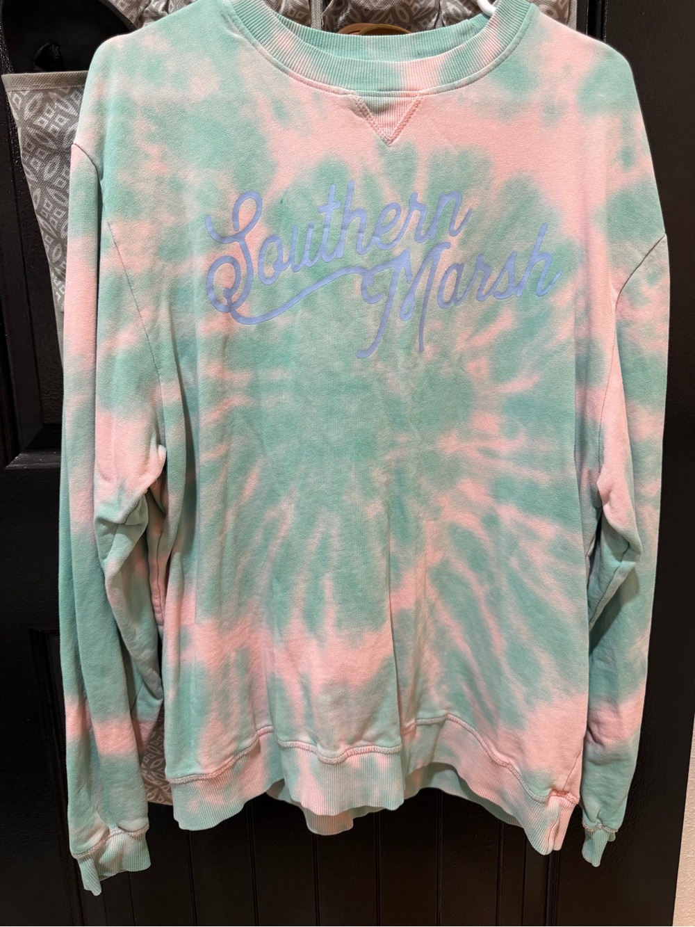 Southern Marsh Women's Pastel Pink & Mint Tie-Dye Crewneck